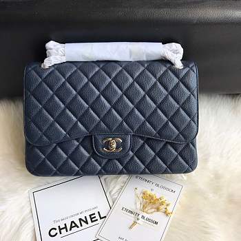 Chanel shoulder bag dark blue colour with Silver/gold buckle 1113