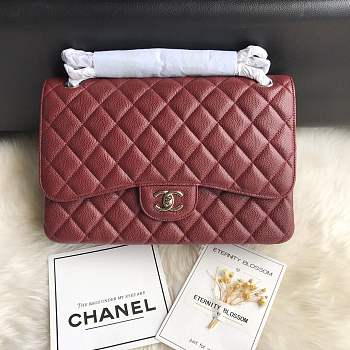 Chanel shoulder bag burgundy colour with white Silver buckle 1113