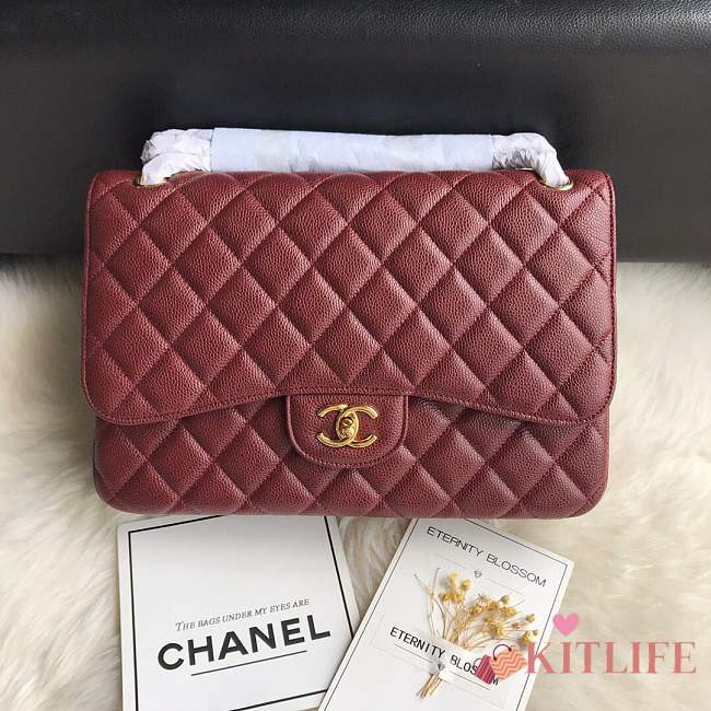 Chanel shoulder bag burgundy colour with gold buckle 1113 - 1