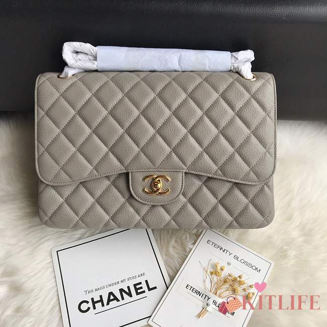 Chanel shoulder bag gray colour with gold buckle 1113 - 1