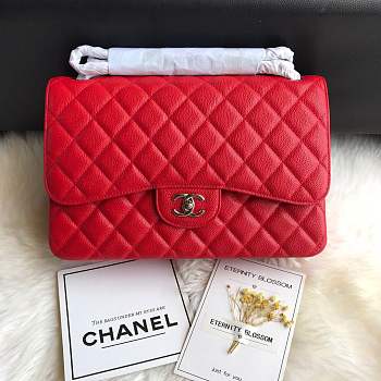 Chanel shoulder bag red colour with white silver buckle 1113