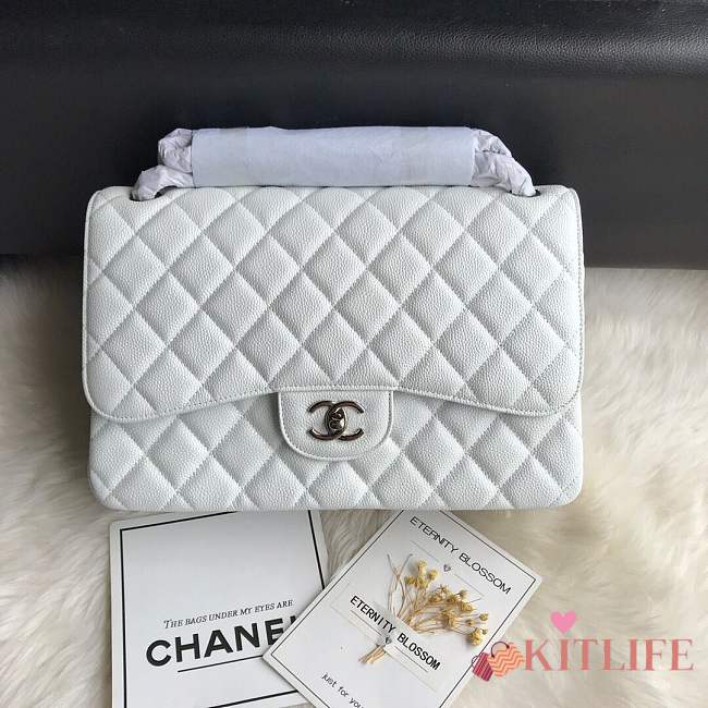 Chanel shoulder bag off-white colour with silver buckle 1113 - 1