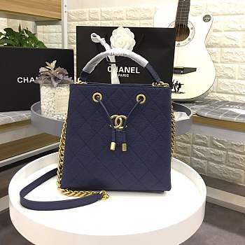 Chanel bucket bag blue colour with gold hardware AS0310