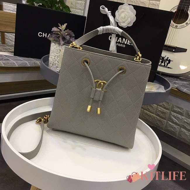 Chanel bucket bag gray colour with gold hardware AS0310 - 1