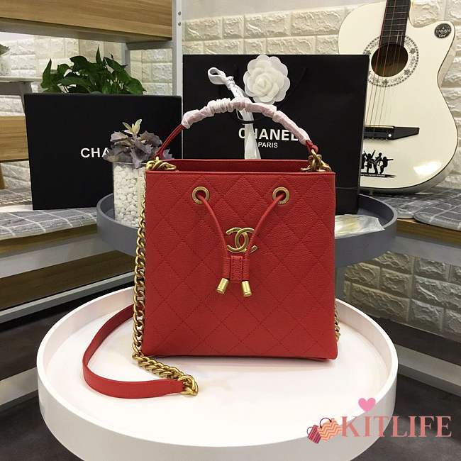 Chanel bucket bag red colour with gold hardware AS0310 - 1