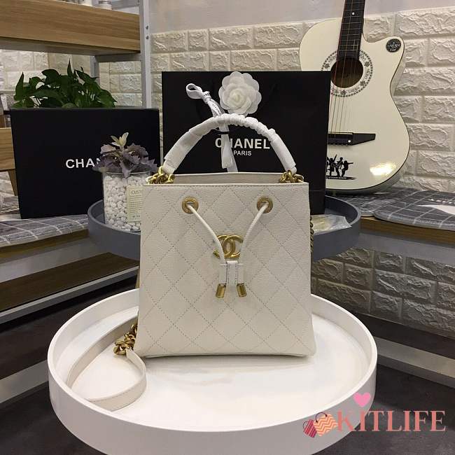 Chanel bucket bag white colour with gold hardware AS0310 - 1