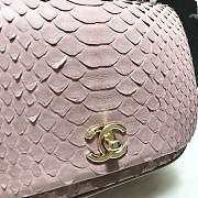Chanel Python leather handbag with sheepskin lining &Purple colour & light gold hardware - 4