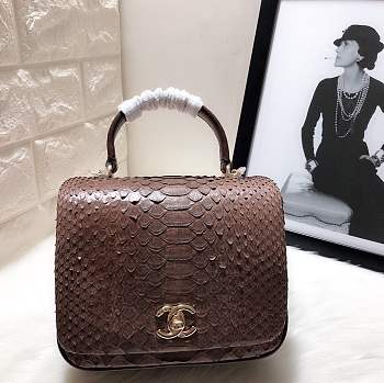 Chanel Python leather handbag with sheepskin lining &dark burgundy colour & gold hardware