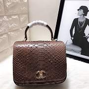 Chanel Python leather handbag with sheepskin lining &dark burgundy colour & gold hardware - 2