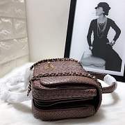 Chanel Python leather handbag with sheepskin lining &dark burgundy colour & gold hardware - 5