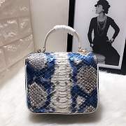 Chanel Python leather handbag with sheepskin lining blue&white colour &light gold hardware - 3