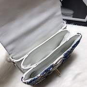Chanel Python leather handbag with sheepskin lining blue&white colour &light gold hardware - 6