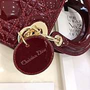 Mini Lady Dior bag size 17 CM Burgundy color &gold hardware - 5
