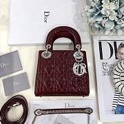 Mini Lady Dior bag size 17 CM Burgundy color &silver hardware - 1