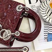 Mini Lady Dior bag size 17 CM Burgundy color &silver hardware - 5