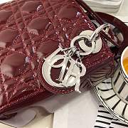 Mini Lady Dior bag size 17 CM Burgundy color &silver hardware - 4