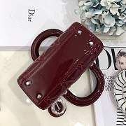 Mini Lady Dior bag size 17 CM Burgundy color &silver hardware - 3