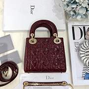 Mini Lady Dior bag size 17 CM Burgundy color &gold hardware - 2