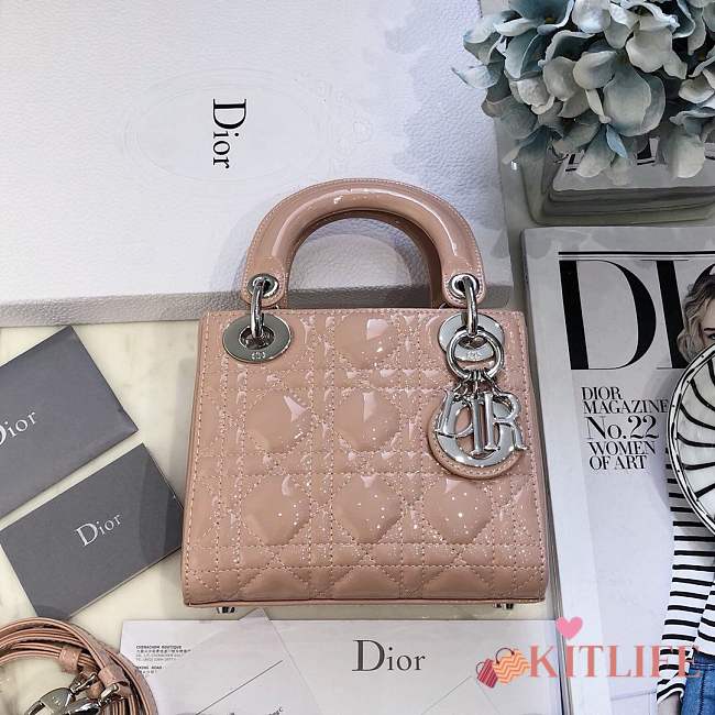 Mini Lady Dior bag size 17 CM &pink color &silver hardware - 1