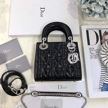 Mini Lady Dior bag size 17 CM &black color &silver hardware