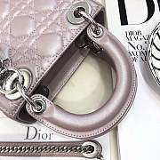 Mini Lady Dior lambskin bag size 17 CM &Lightning pink color &silver hardware - 6