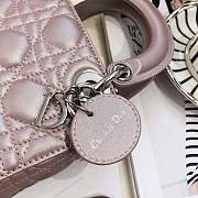 Mini Lady Dior lambskin bag size 17 CM &Lightning pink color &silver hardware - 4