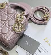 Mini Lady Dior lambskin bag size 17 CM &Pearly pink color &Gold hardware - 4