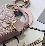 Mini Lady Dior lambskin bag size 17 CM &Pearly pink color &Gold hardware - 3