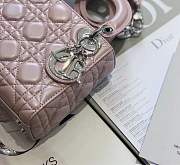Mini Lady Dior lambskin bag size 17 CM &Pearly pink color &Silver hardware - 6