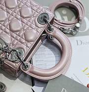 Mini Lady Dior lambskin bag size 17 CM &Pearly pink color &Silver hardware - 3