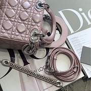 Mini Lady Dior lambskin bag size 17 CM &Pearly pink color &Silver hardware - 2