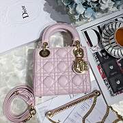 Mini Lady Dior lambskin bag size 17 CM &Peach pink color &Gold hardware - 1