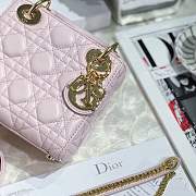 Mini Lady Dior lambskin bag size 17 CM &Peach pink color &Gold hardware - 6