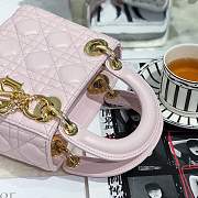 Mini Lady Dior lambskin bag size 17 CM &Peach pink color &Gold hardware - 5