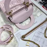 Mini Lady Dior lambskin bag size 17 CM &Peach pink color &Gold hardware - 3