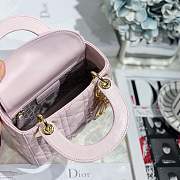 Mini Lady Dior lambskin bag size 17 CM &Peach pink color &Gold hardware - 2