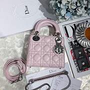 Mini Lady Dior lambskin bag size 17 CM &Peach pink color &Silver hardware - 1