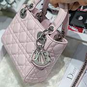 Mini Lady Dior lambskin bag size 17 CM &Peach pink color &Silver hardware - 6