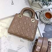  Lady Dior bag in Khaki color cannage lambskin with badge &gold hardware - 5