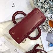 Lady Dior bag in Burgundy color cannage lambskin with badge &gold hardware - 4