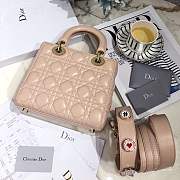 Lady Dior bag in light pink color cannage lambskin with badge &gold hardware - 5