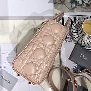 Lady Dior bag in light pink color cannage lambskin with badge &gold hardware - 3