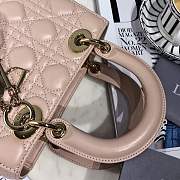 Lady Dior bag in light pink color cannage lambskin with badge &gold hardware - 2