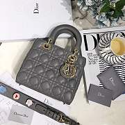 Lady Dior bag in gray color cannage lambskin with badge &gold hardware - 1