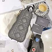 Lady Dior bag in gray color cannage lambskin with badge &gold hardware - 3