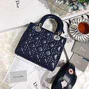 Lady Dior bag in Dark blue color cannage lambskin with badge &silver hardware - 5