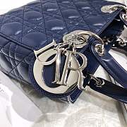 Lady Dior bag in Dark blue color cannage lambskin with badge &silver hardware - 3