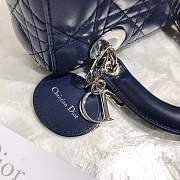 Lady Dior bag in Dark blue color cannage lambskin with badge &silver hardware - 2