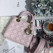 Lady Dior bag in Peach pink color cannage lambskin with badge &Gold hardware - 1