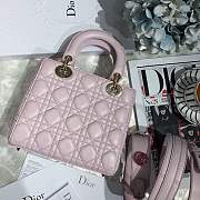Lady Dior bag in Peach pink color cannage lambskin with badge &Gold hardware - 5